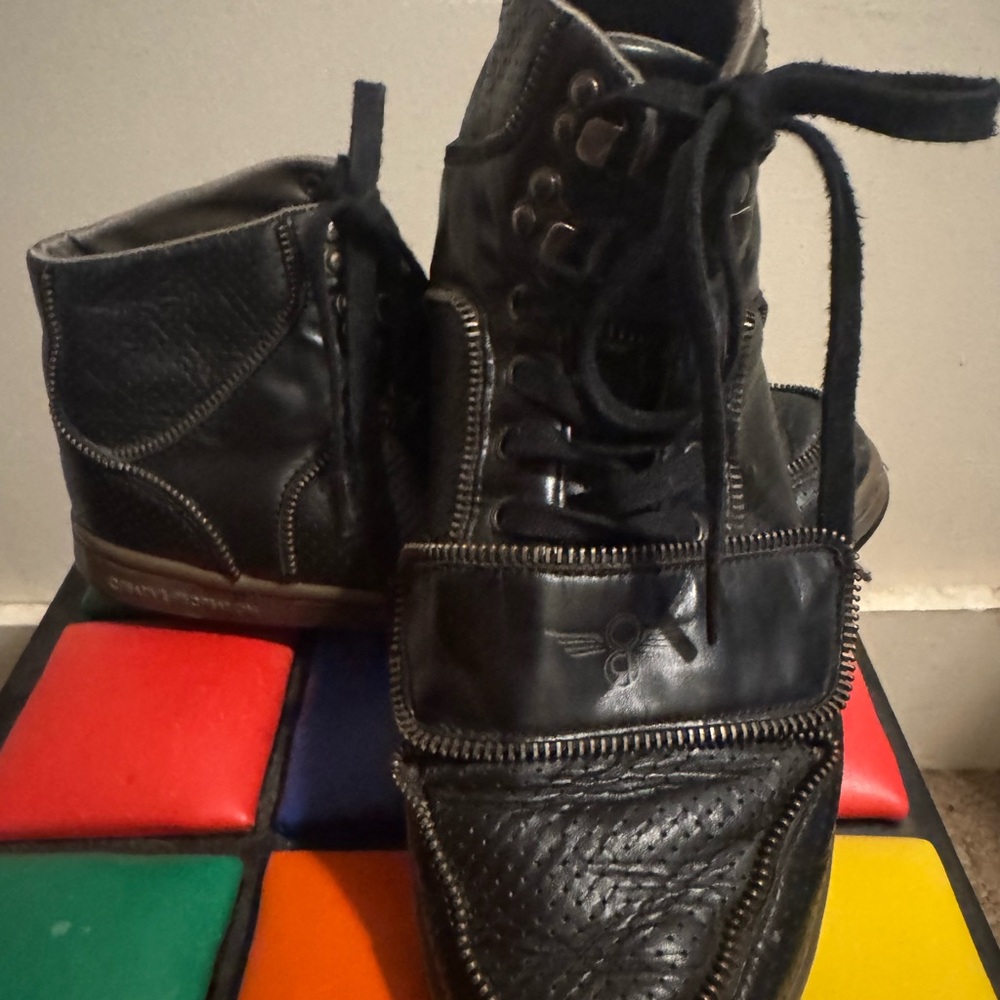 Creative Recreation Black Leather Lace-Up High-Top Boots